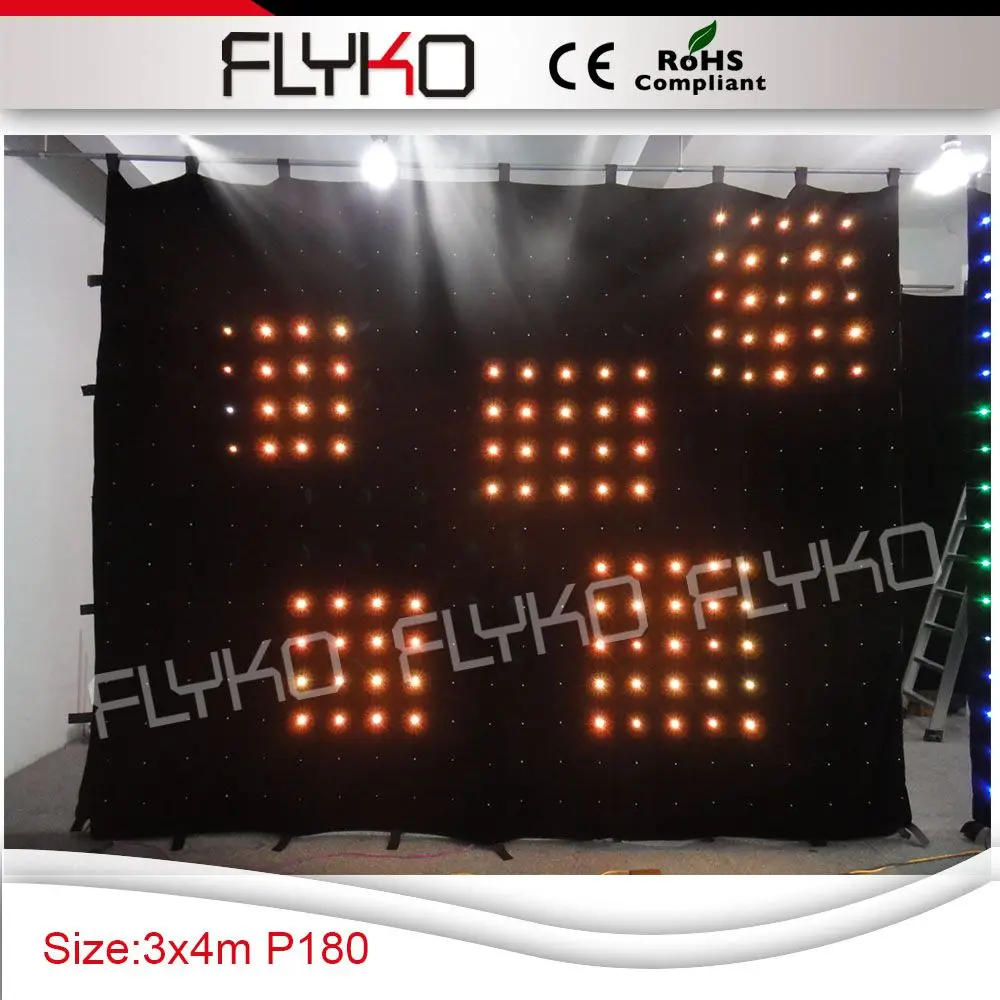 Free shipping P18CM 3*4M sound Digital control LED Viedo curtain on sale with sound