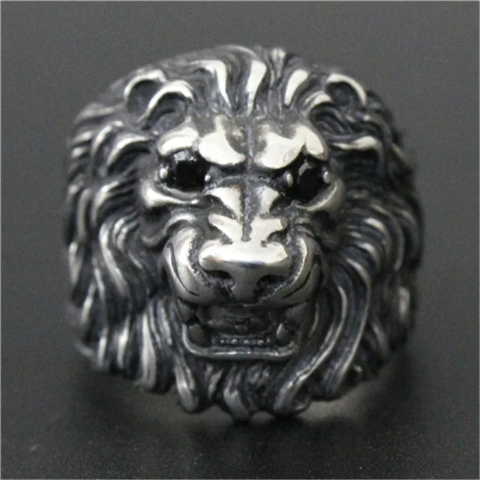 3pc/lot Newest Design Crystal Eyes Lion King Ring 316L Stainless Steel Men Boy Fashion Lion Ring