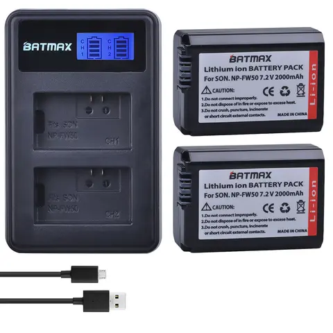 2000mAh Camera Battery with Dual USB Charger Batmax