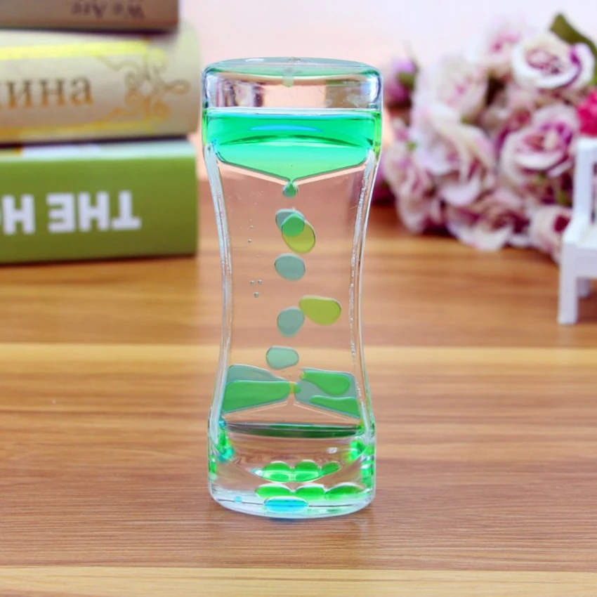 1PC Double Color Floating Liquid Oil Acrylic Hourglass Liquid Visual Movement Hourglass Timer Home Desk Table Decoration