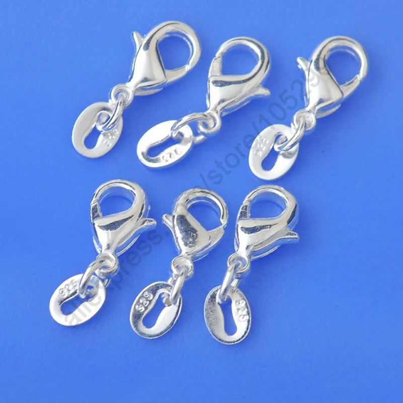 Bulk 50PCS/Lot Genuine 925 Sterling Silver Lobster Clasp Jump Rings Tags Connector Components DIY Bracelets Necklace