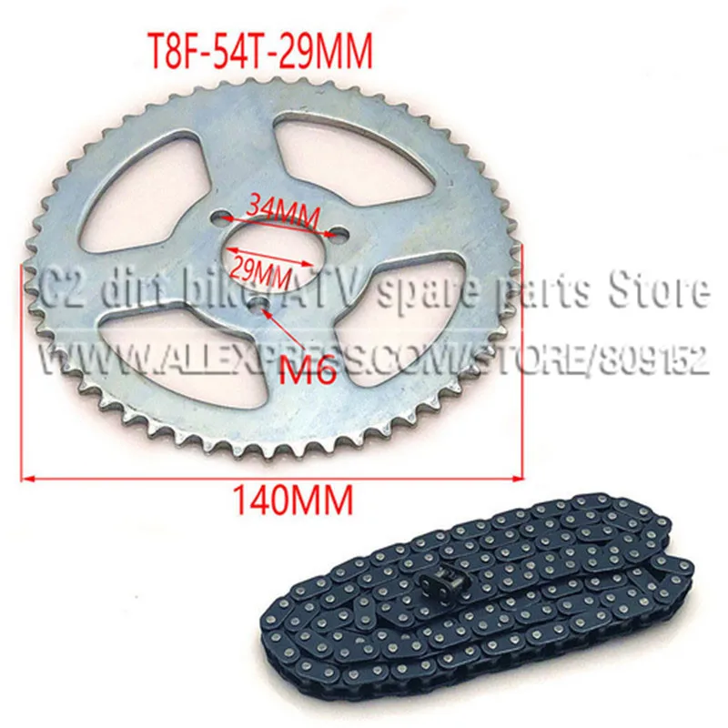 47cc 49cc T8F chain 136 Links and 38 54 74 teeth Chain plate sprocket for mini moto atv quad 2 stroke engine parts accessories