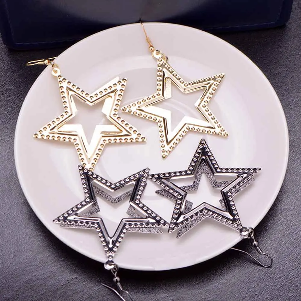 2018 New Sale five-pointed star Trendy Stars Clip Earrings For Women Ear Clip on Earrings Without Piercing Statement Jewlery