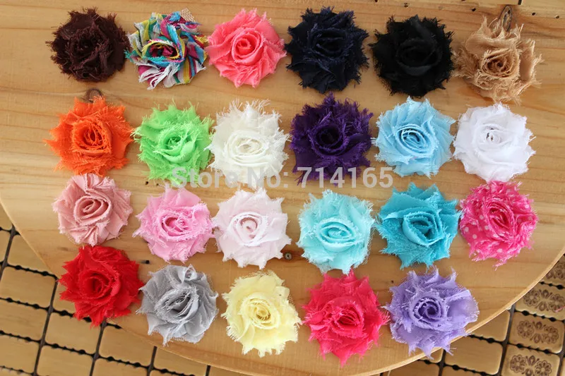 Mini Shabby Frayed Flowers - 1.5''Chiffon Fabric fascinator hair accessories 23 colors 100pcs/lot