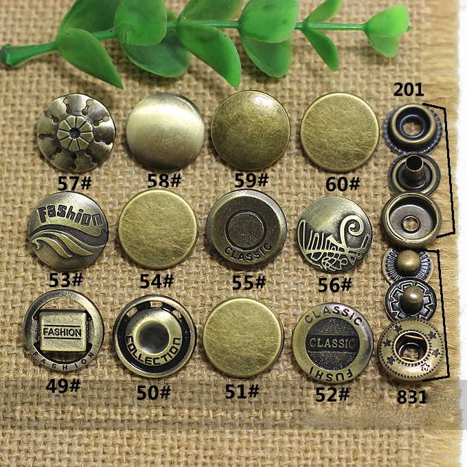 17mm round vintage bronze color metal snap button leather craft bag clothing sewing accessories 50sets/lot