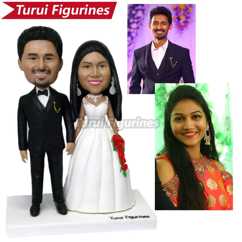 custom bobblehead indian wedding couple figurines Customized from head to toe  handmade artifact custom wedding cake topper