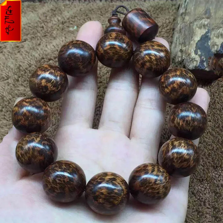 South American Serpentine Wood Hand String Men's Buddha Beads Full Flower Tiger Skin Serpentine Scale Wood Rosewood   Jewelry