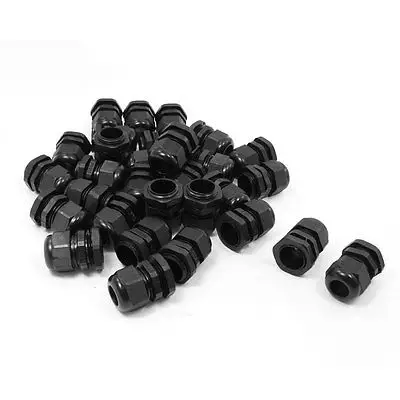 30 Pcs PG13.5 Black Plastic 6mm to 12mm Dia Cable Glands Fastening Connector