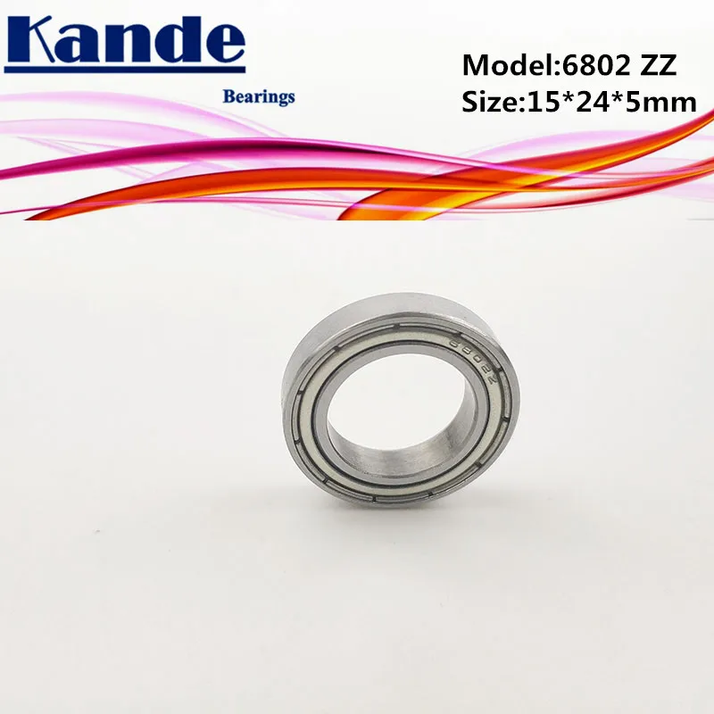 6802 ZZ 15x24x5 ABEC-1 10Pcs 6802ZZ Thin Section Deep Groove 6802 Ball Bearing 61802 Kande Bearings