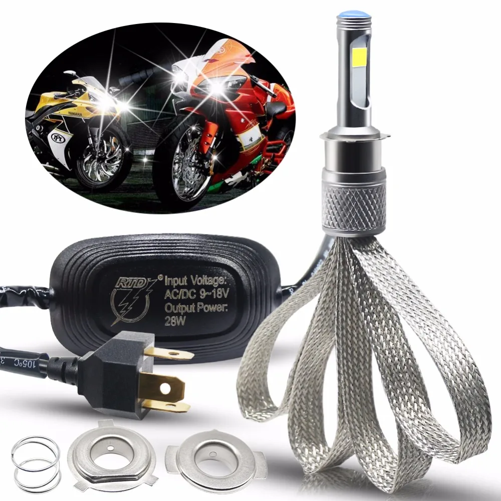 28W H4 LED Headlight Bulb COB Chip LED Motorcycle Headlight AC/DC 9-18V Motorcycle Lights Universal Moto Light Front Headlamp