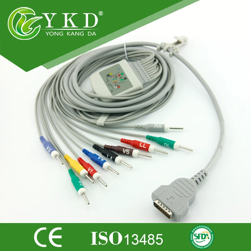 

Free shipping compatible GE-Medical 10 Lead EKG cable AHA din 3.0