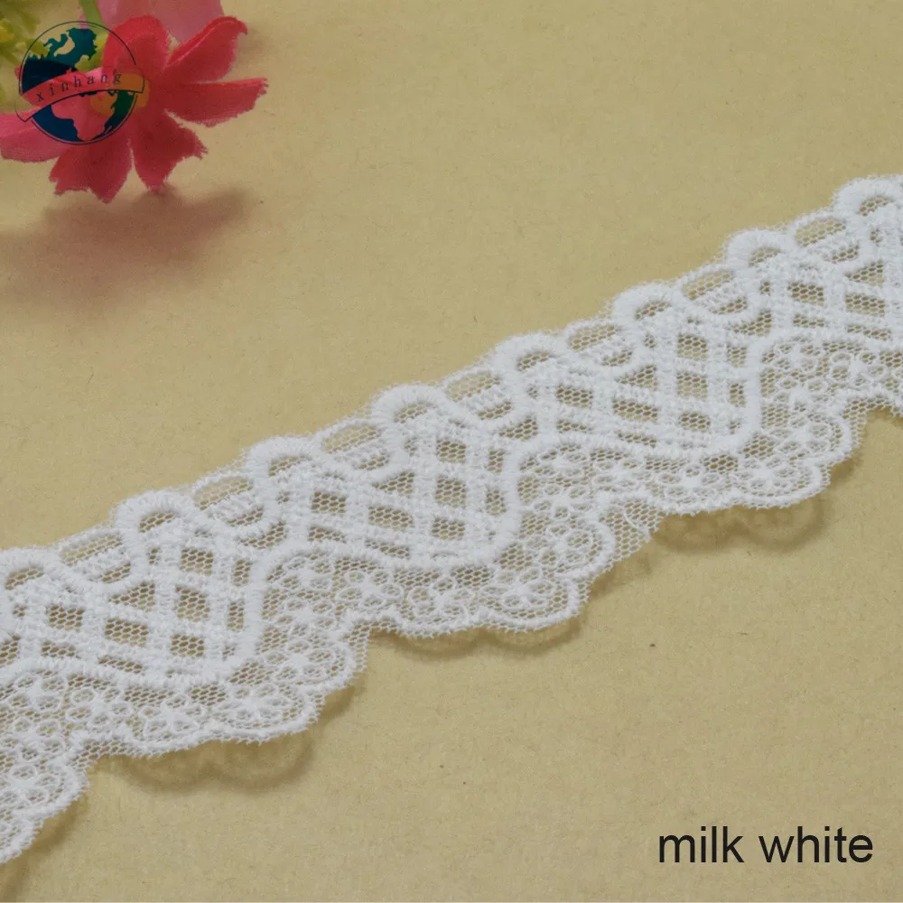 4.5cm White Cotton Embroidery Lace French Ribbon Fabric Guipure Diy Trims Warp Knitting Sewing Wedding Dress Accessories#2948