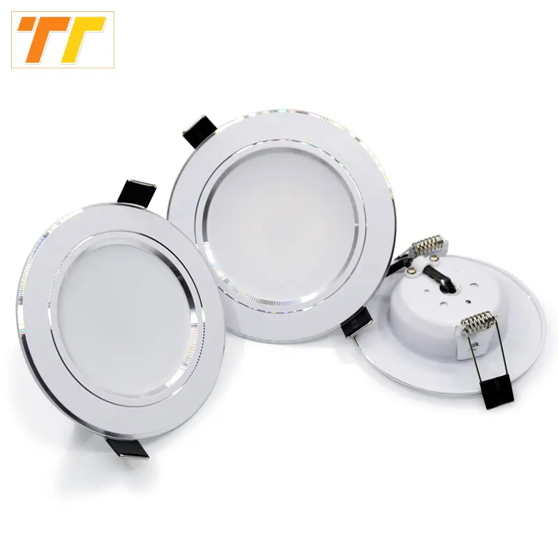 4Pcs Bright LED Downlight 5w 9w 15w Silver Border  Round Ceiling Recessed Spot Light 110V 220V 230v Down Light Cold Warm White