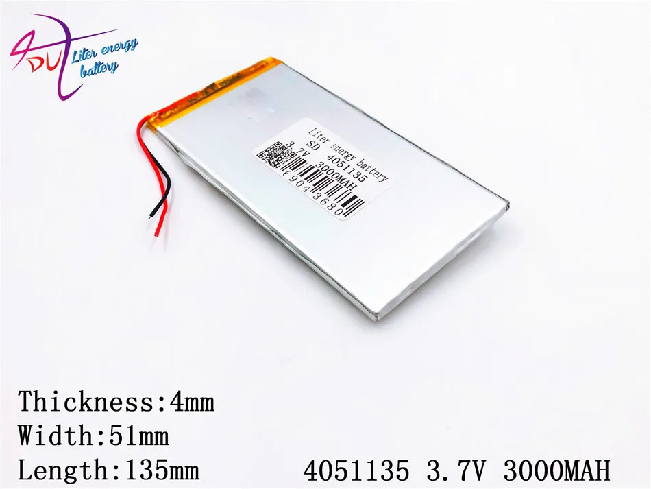 Polymer lithium Pin 4051135 3.7 V 3000 MAH 4050135 có thể được tùy chỉnh sỉ CE FCC ROHS ĐẦM CH chứng nhận chất lượng