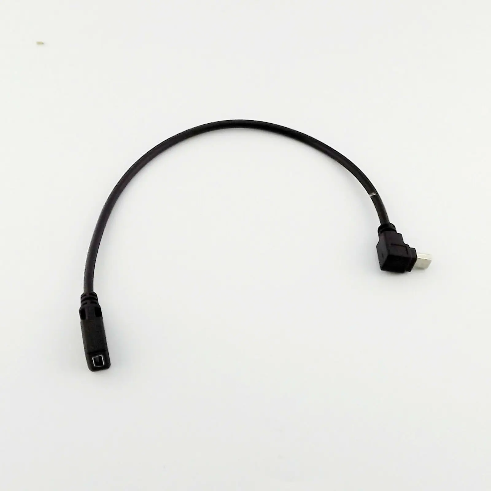 1pcs Black Mini USB 5 Pin Female To Male UP Direction Angle Extension Data Adapter Cable 25cm