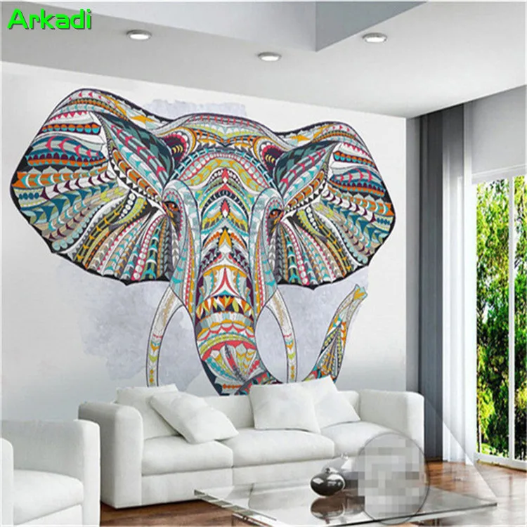 Hand-painted animal elephant minority style modern minimalist wallpaper 3D custom wallpaper wall art decoration