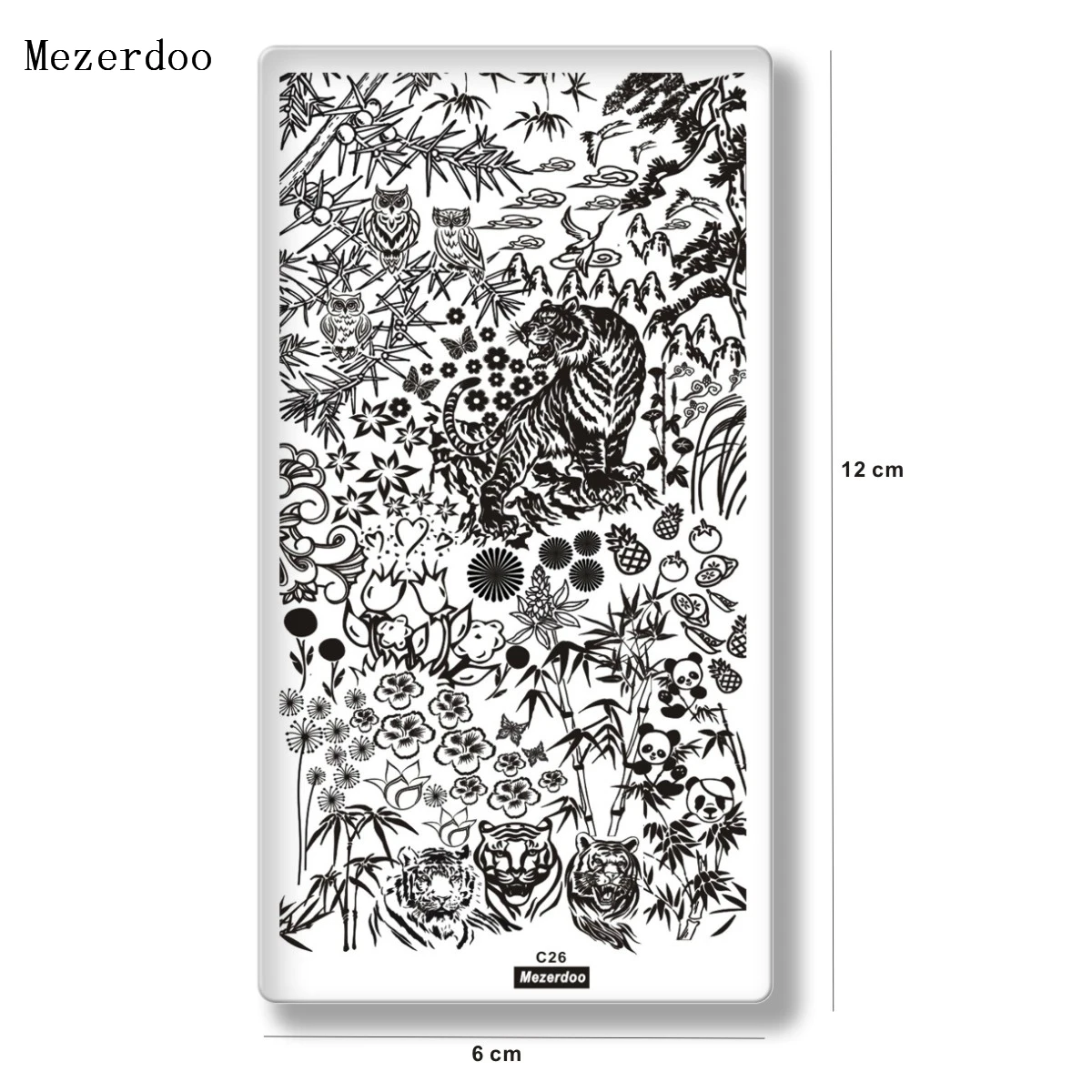 1 Pcs Animal Theme Nail Art Stamping Template Tiger Owl Panda Pineapple Patterns Manicure Nail Art Image Plate Mezerdoo C26