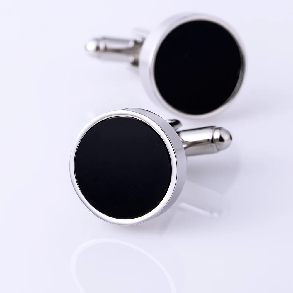 KFLK Jewelry French shirt cufflink for mens Brand Classic Black Round Cuff link Wholesale Button Male High Quality guests