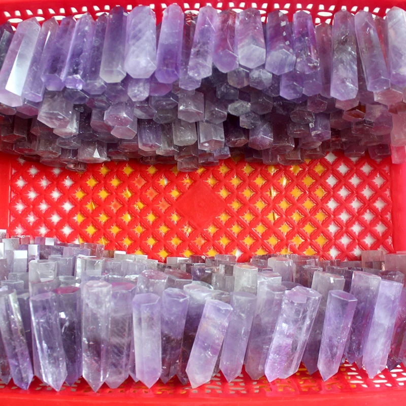 Runyangshi Beautiful Natural crystal column Amethyst raw stone grinding high quality crystal handicraft six prism ZH39