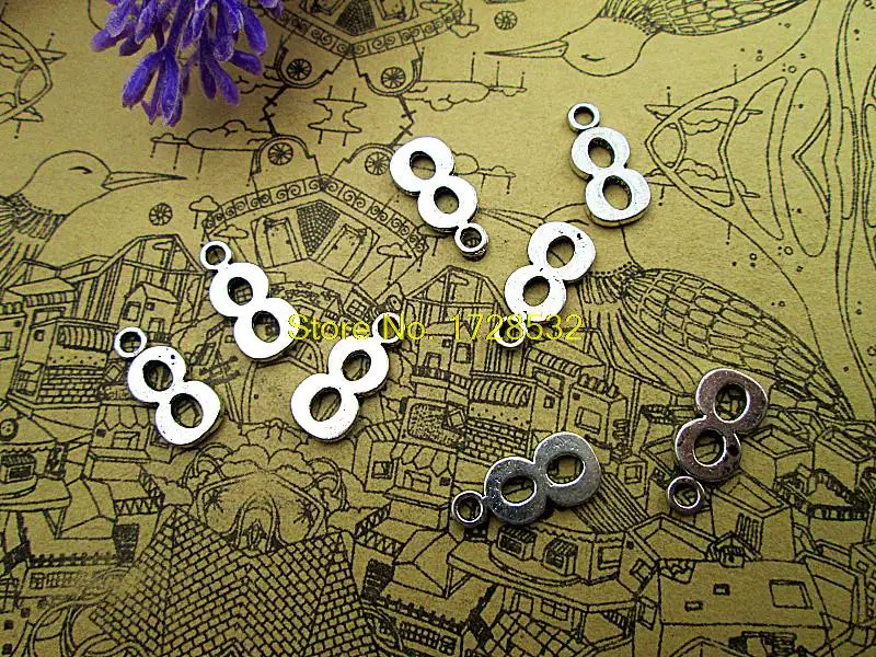 

30pcs- Antique Tibetan Silver Number 8 Charms Pendants, Number eight Charms Jewelry Making 15x7mm