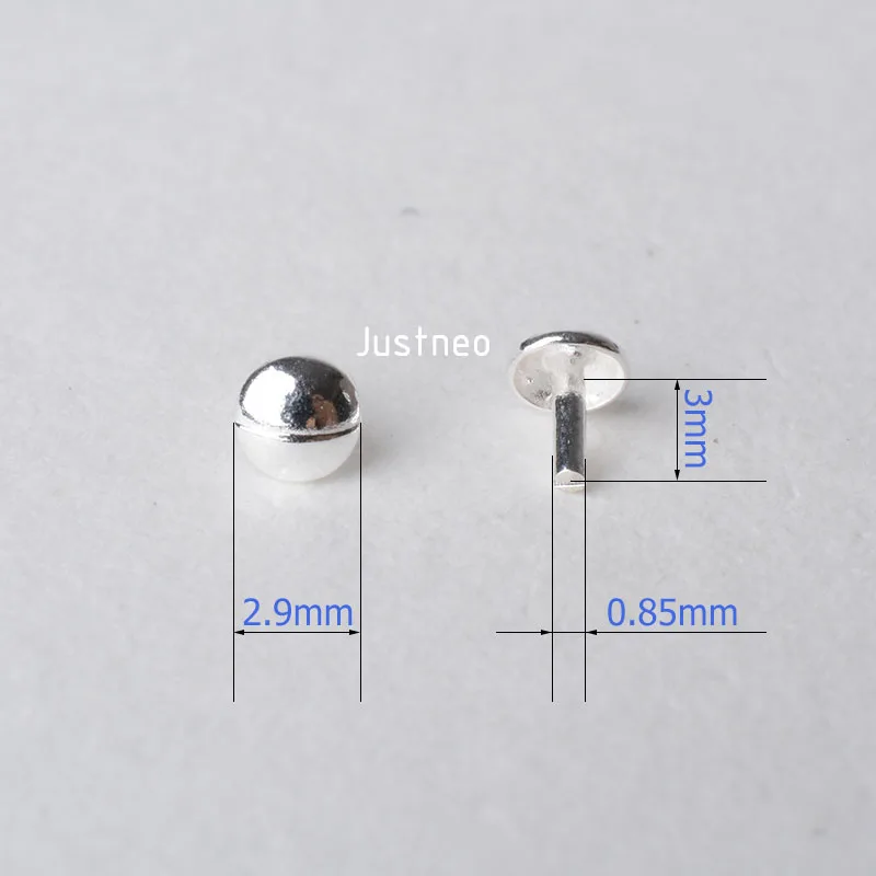 Solid 925 sterling silver bead cap pin, jewelry DIY silver findings/components