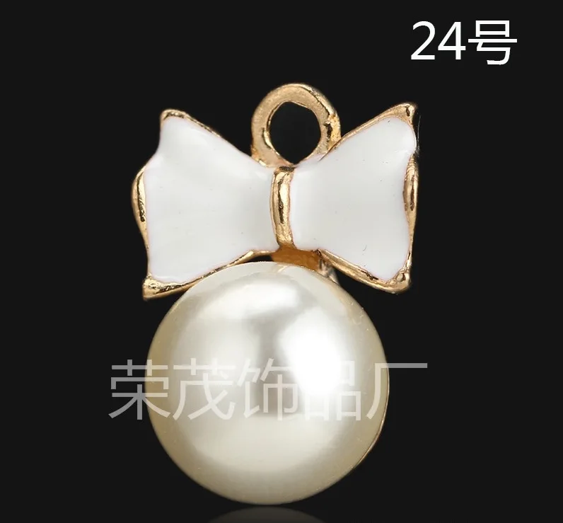 

50pcs/lot 15*20mm Imitation Pearl Charm Bow Pendant For Necklace Bracelet DIY Jewelry Making wholesale