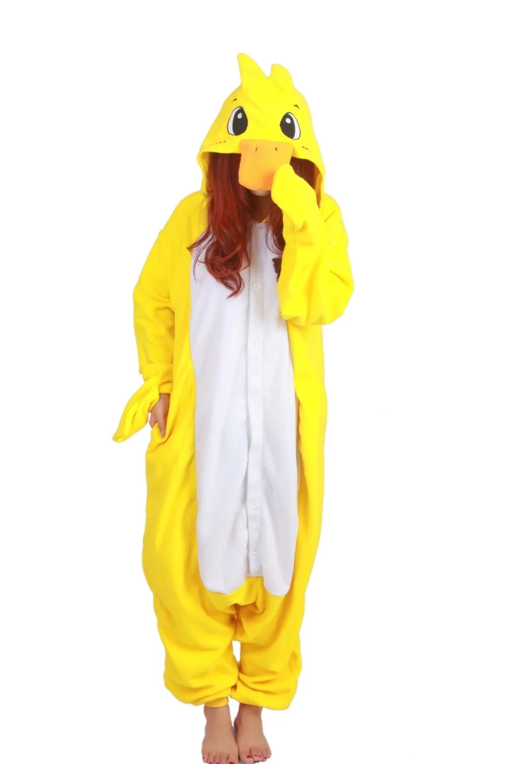 เป็ดเหลืองใหม่Onesies Kigurumiผู้ใหญ่การ์ตูนชุดนอนชุดนอนU Nisexผู้ชายผู้หญิงO Nesieชุดนอนชุดคอสเพลย์สำหรับเทศกาล