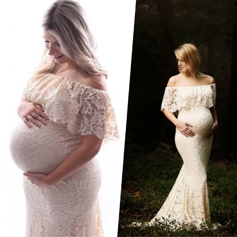 Lace Maternity Dresses For Photo Shoot Long Pregnant Dress Pregnancy Dress Photography Maxi Vestidos Clothes For Pregnant Women