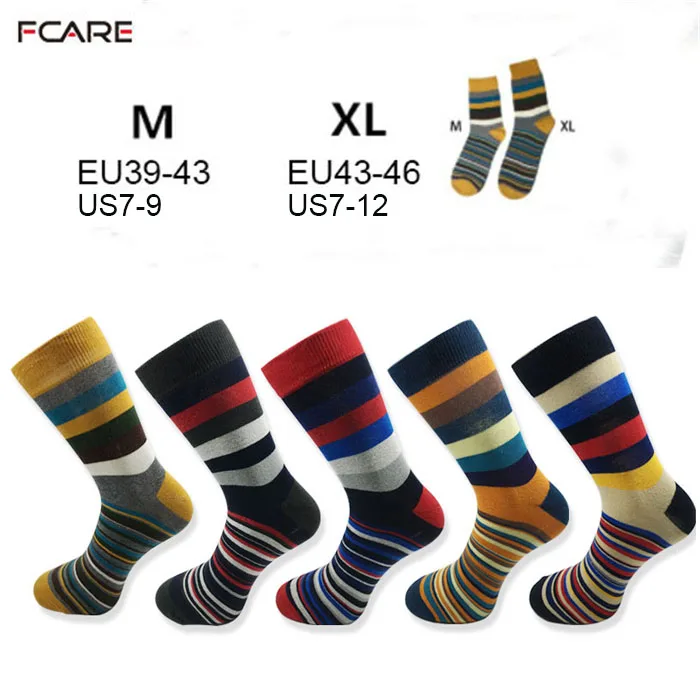 

10PCS=5 pairs men stripe colorful fashion socks crew dress socks happy Funky Colorful Argyle Striped