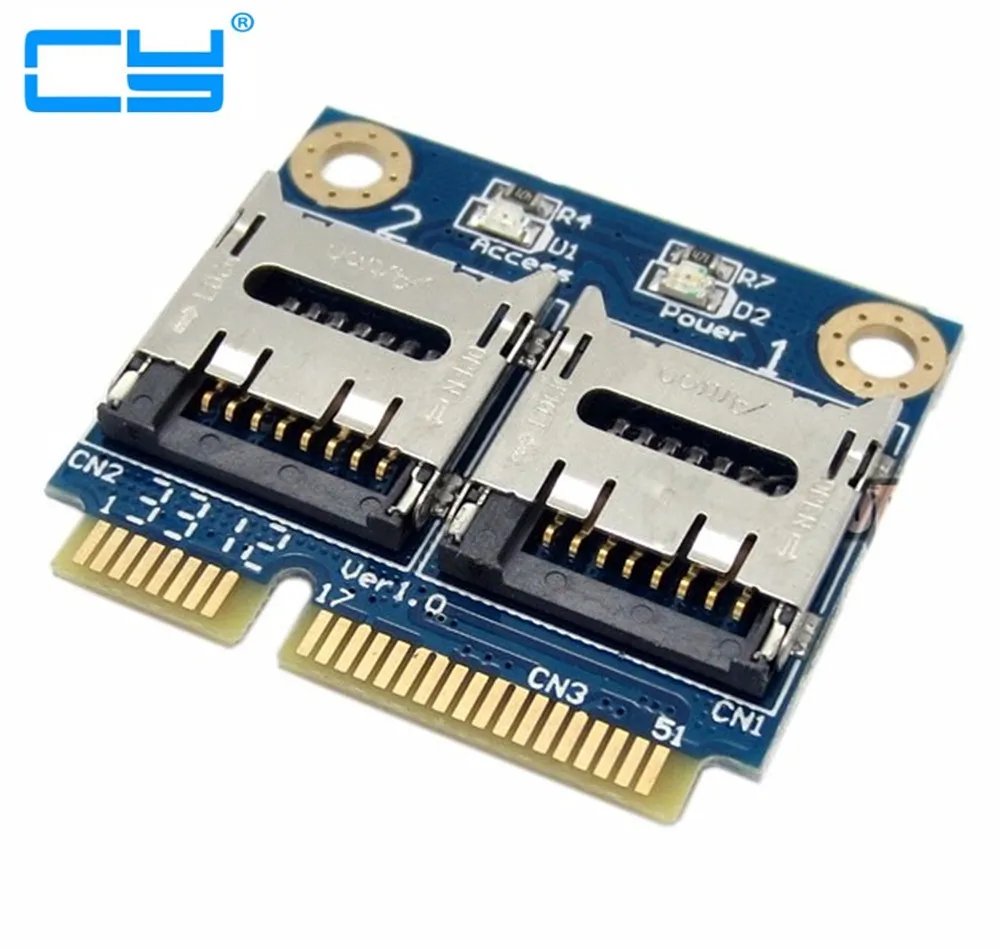 

Dual TF Micro SD Card to Mini pcie pci express pci-express PCI-E Express with half Bracket Memory Card Reader Adapter