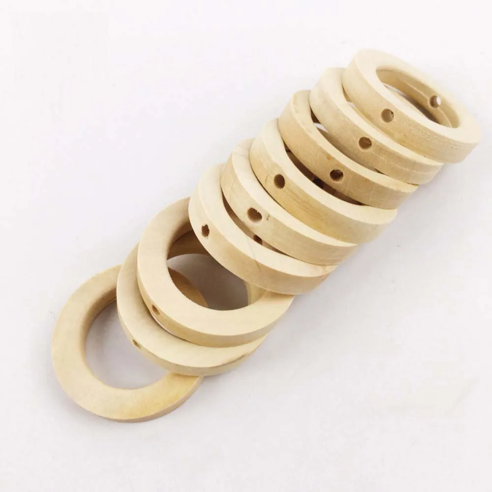 25*8MM Baby Nursing Accessories 20PCS Unpainted Handmade Ring With Hole Jewelry For DIY Wooden Child Toy Wood Chewable Teething