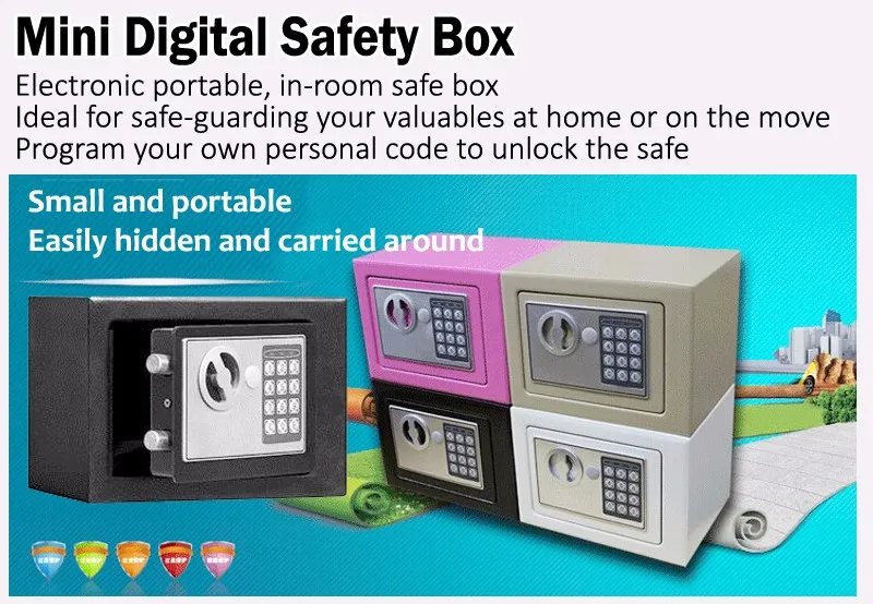 Caja de Seguridad Digital con cerradura electrónica, caja fuerte ignífuga para el hogar, efectivo pequeño, almacenamiento bloqueable