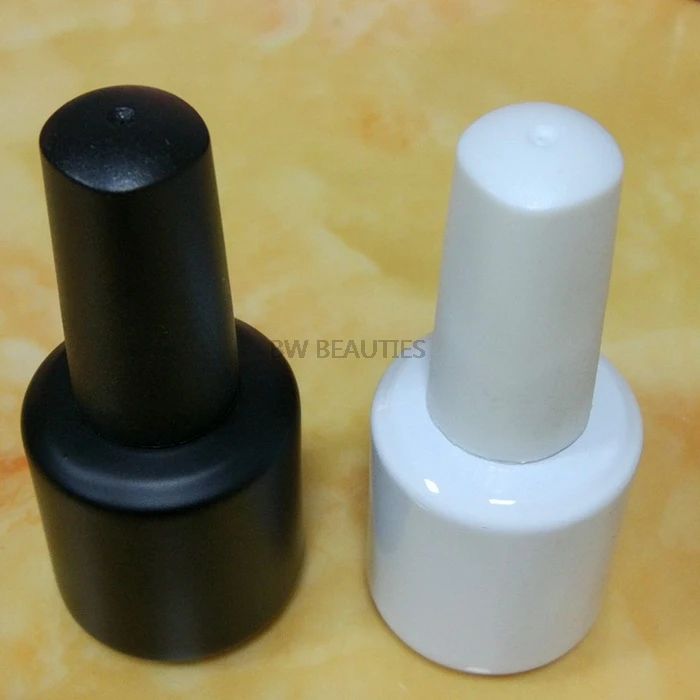 100pcs/lot 15ml Black White Elegant Colored Custom Empty Gel Nail Polish Bottle With Brush Cap