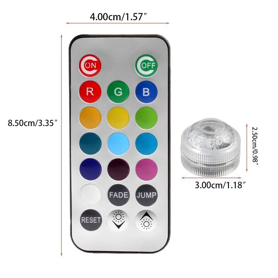 IP68 Waterproof Battery Operated Multi Color Submersible LED Underwater Light for Fish Tank Pond Swimming Pool Wedding Party