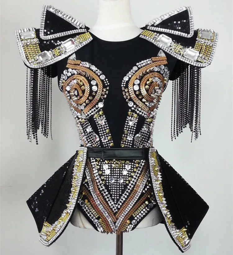 Feminina Dance Costumes For Shows Fashion Star Female Singer Dj Costume Ds Rivet One Piece Set High Quality customized