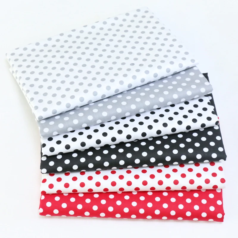 Delikatna Polka Dot 100% bawełna tkanina pikowana odzież pościel domowa szycie tkaniny dla lalek DIY A87