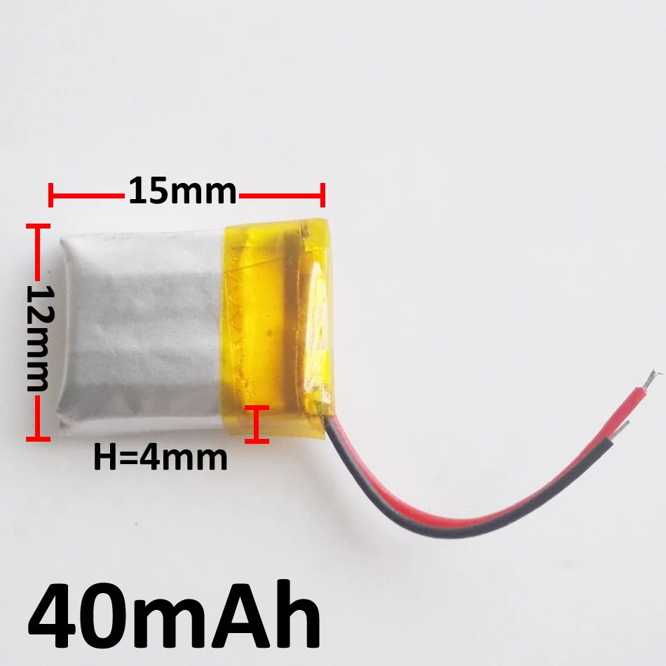 3.7V 40mAh Lithium Polymer Lipo Rechargeable Battery For MP3 Bluetooth Headset Headphone 4*12*15mm 401215