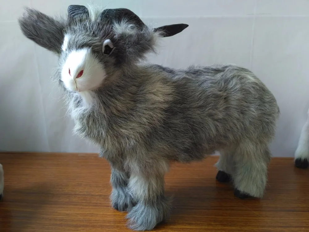 

large 34x10x28cm simulation gray goat plastic&real furs sheep model handicraft prop home decoration gift d2327