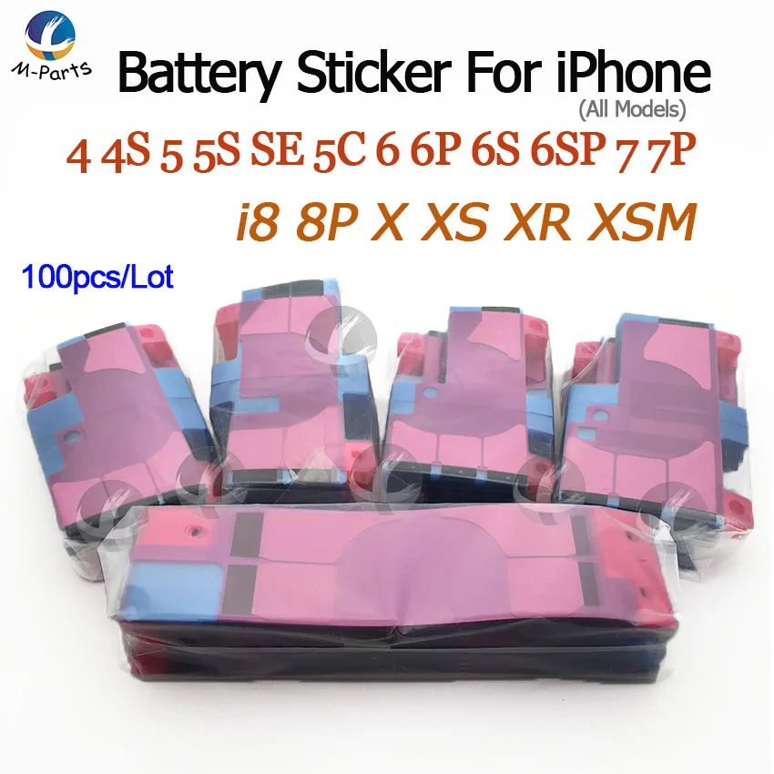 100pcs Battery Adhesive Sticker For iPhone 11 Pro Max XS Max XSM XR X 8 7 6 6S Plus 5S SE 5C 5 4 Anti-Static Glue Tape Strip Tab