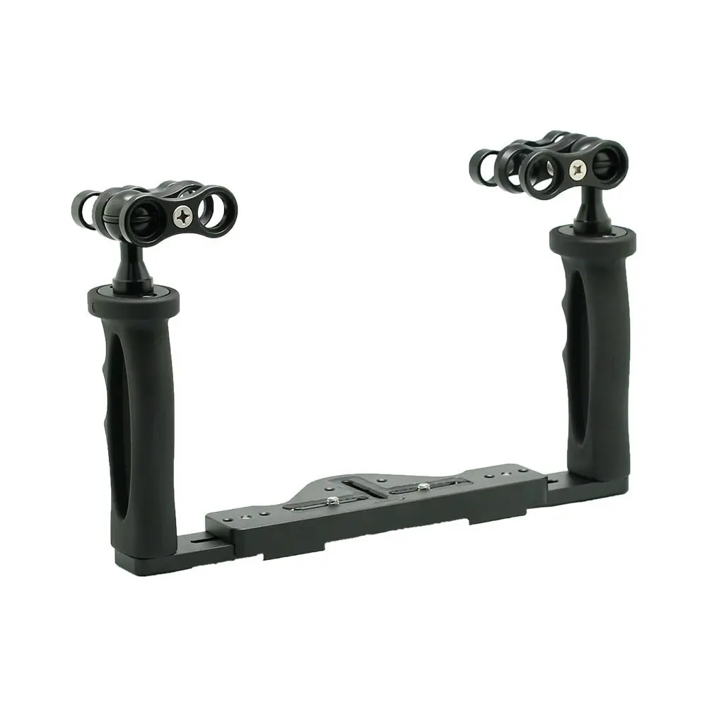 Soportes de bandeja subacuática para Gopro, soporte de Cámara de Acción, doble agarre, buceo con 2 dos agujeros, abrazaderas de bola de mariposa