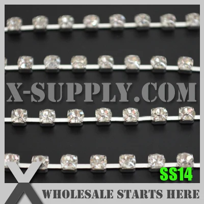 Single Row SS14 Sparse D Claw Garment Rhinestone Chain, 10yards/lot, X11614