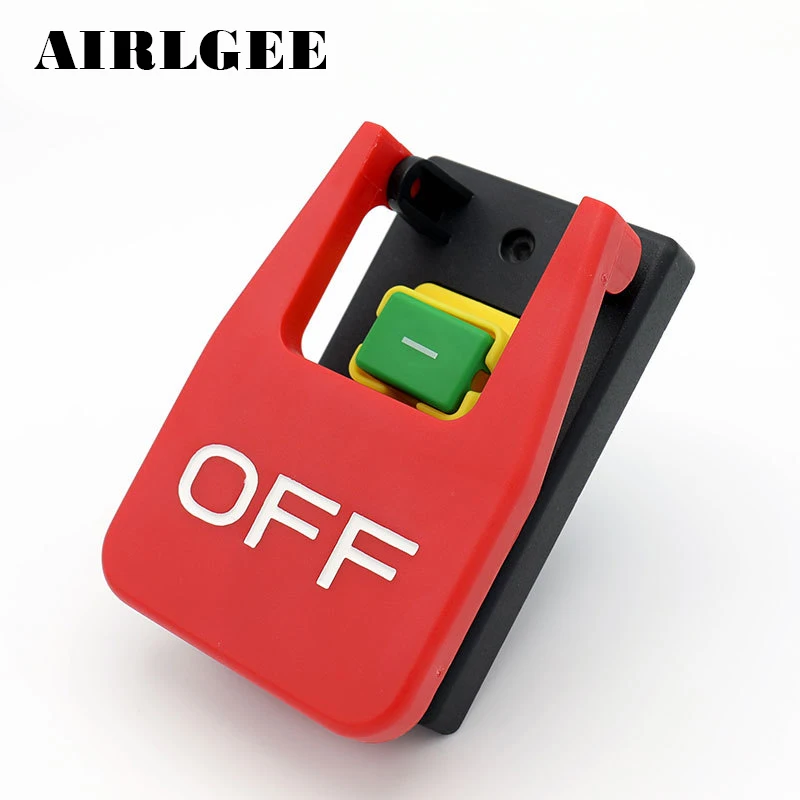 OFF-ON Red Cover Emergency Stop Push Button Switch 16A 250VAC Power-off/Undervoltage Protection Electromagnetic start Switch