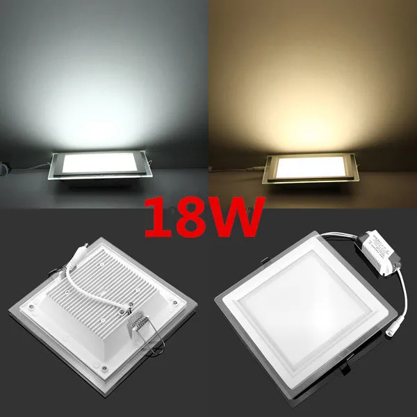 6W 12W 18W Panel ledowy Downlight kwadratowe szklane pokrywy światła ściemniania AV110V/220m85-265v wysokiej jasne lampy sufitowe do wbudowania +