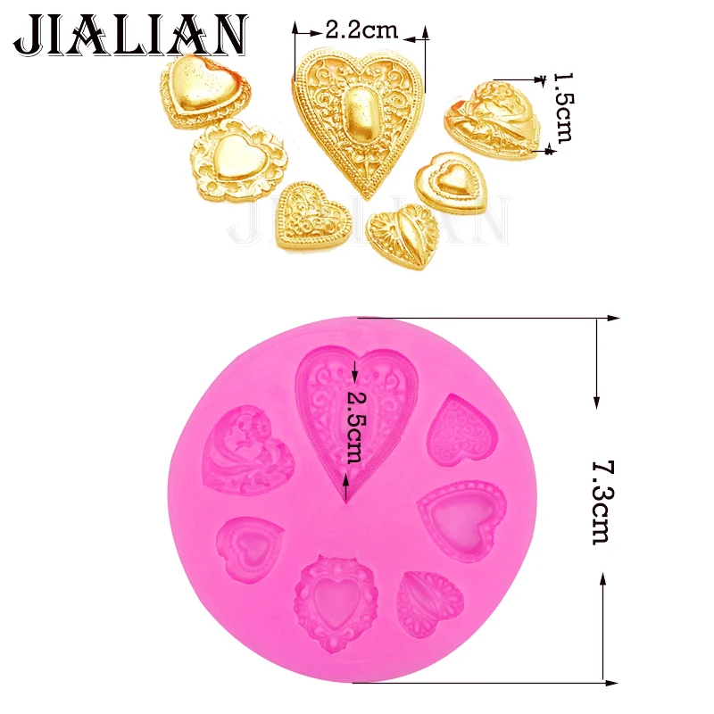 Love gem Valentine's Day chocolate wedding cake decorating tools DIY Heart baking fondant form  silicone mold T0325