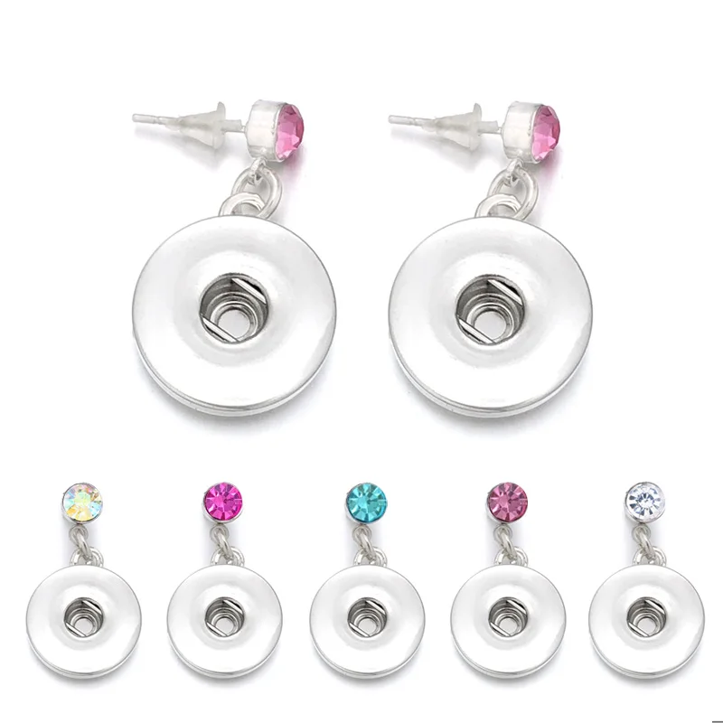 Hot Sale Fashion Interchangeable Crystal 033 Earring Fit 12mm 18mm Snap Button Earring For Women Gfit Charm Jewelry