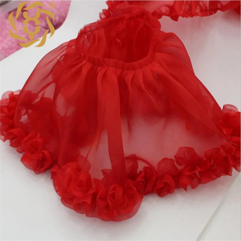 1Meter Red Pink DIY Clothing Accessories 20cm Folded Chiffon Yarn pleated Lace Mesh Lace Trim Gauze Ruffles Accessories LR0029