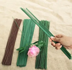 10pcs/lot 40/60cm Artificial Green / Coffee Flower Stem DIY Floral Material Handmade Wire Stem Accessoies for Wedding Home Decor