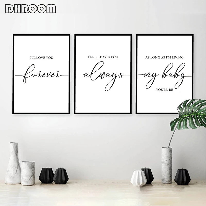 

Nursery Wall Art I'll Love You Forever Canvas Art Painting Baby Shower Gift Posters and Prints for Baby Room Minimalist Decor