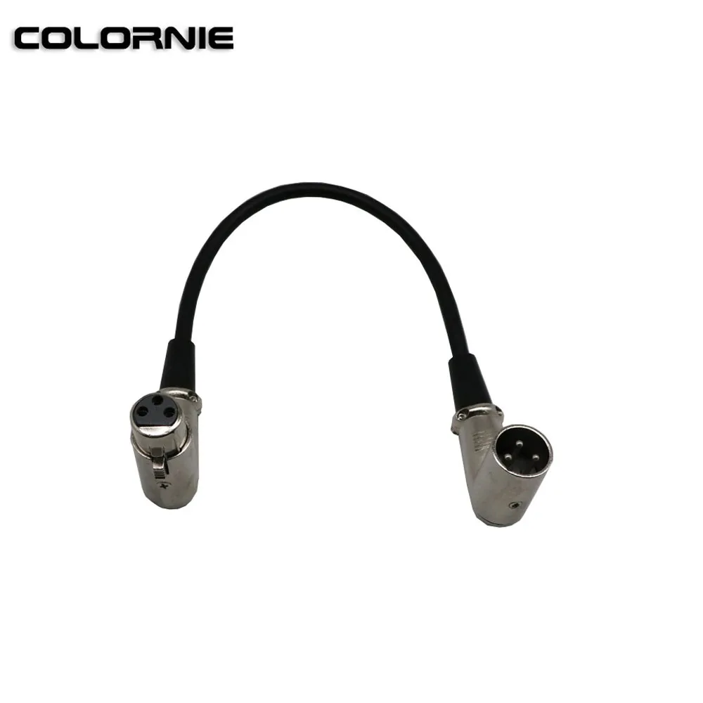 3 PIN XLR Connector Right Angle Male and Female Plug 90 Degree 30cm Cable for stage light effect