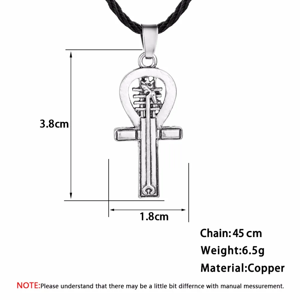 QIMING Egyptian Ankh Charms Necklace For Women Men Anubis Amulet Pendant Old Ancient Egypt Gold Retro Goddess Corss Necklace